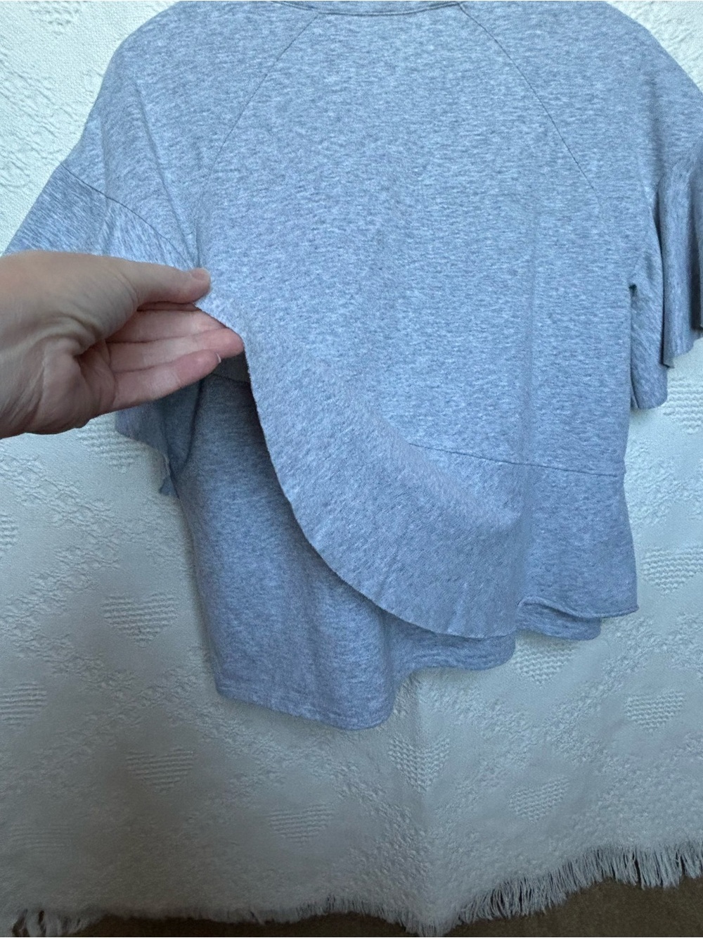 project RUNWAY Light Gray Ruffle Short Sleeve Top -size Small - Picture 5 of 8